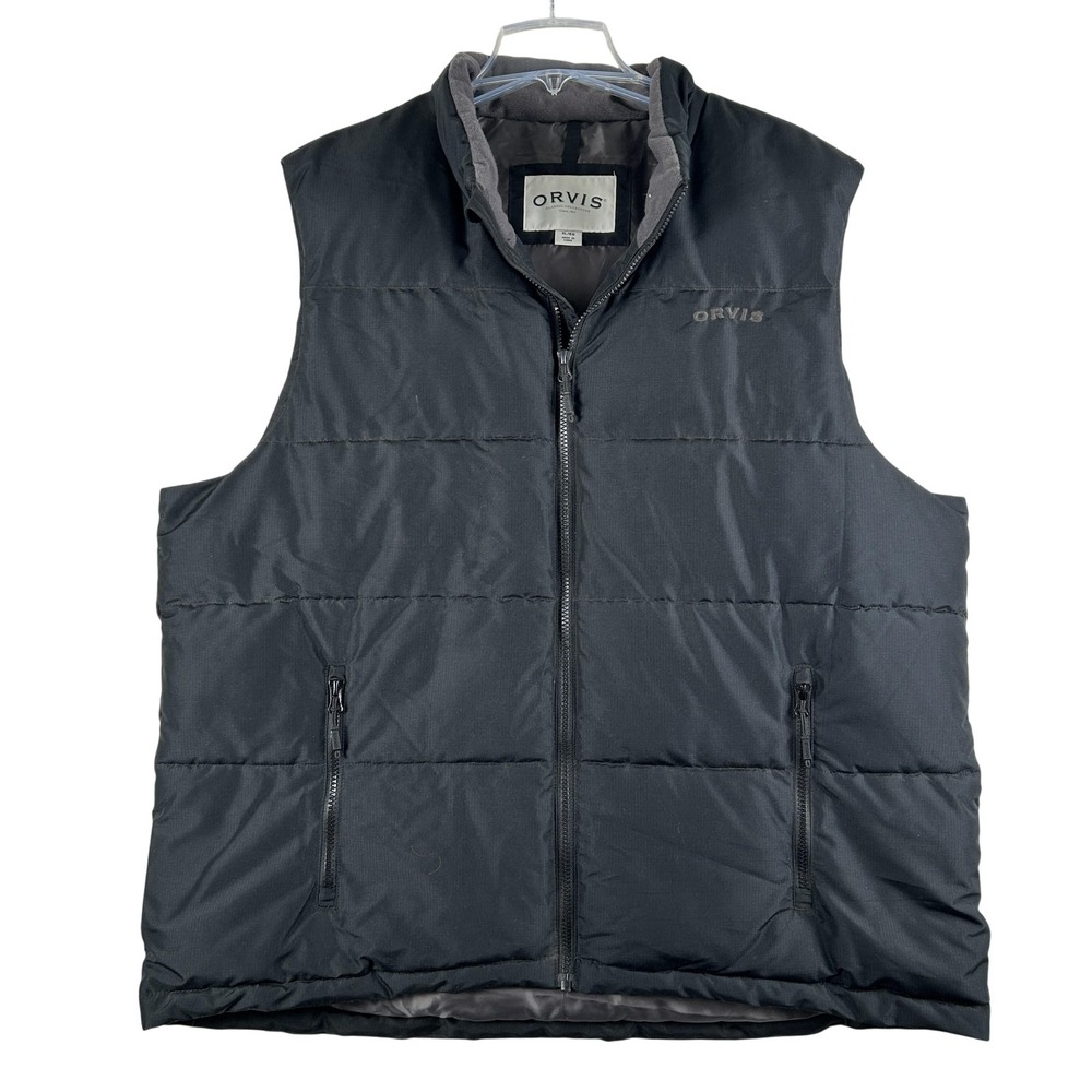 Orvis Vest Mens XL‎ Black Quilted Puffer Insulated Classic Collection Pockets